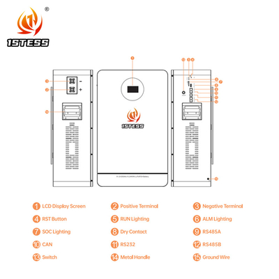 51.2V 200Ah 10.24kWh Batteria per la conservazione dell'energia domestica Adatta per ambienti da -20°C a 55°C