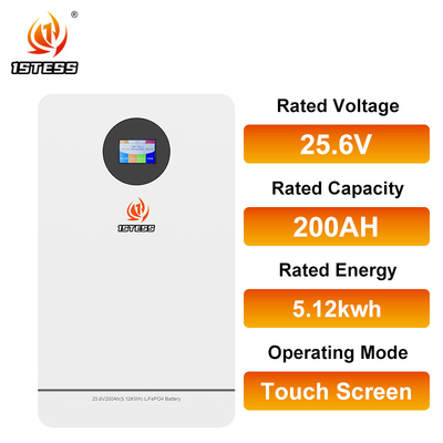 6000 Cicli 10 anni Vita batteria Po4 Batteria agli ioni di litio Batteria solare 5.12kwh 25.6v 200AH per la chimica di accumulo di energia domestica