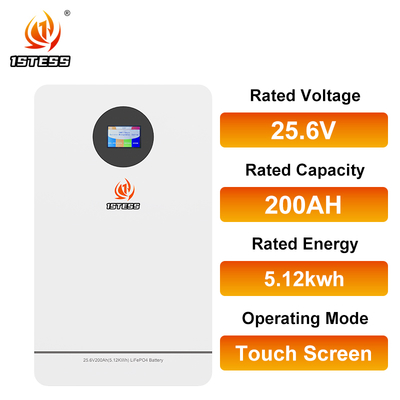 25.6V 200Ah 5,12kWh LiFePO4 batteria al litio per ESS residenziali, >98% di efficienza