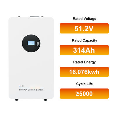 All in One Home Energy Storage System 51.2V 314Ah 16kwh Lifepo4 batteria al litio 6000 cicli sicuro