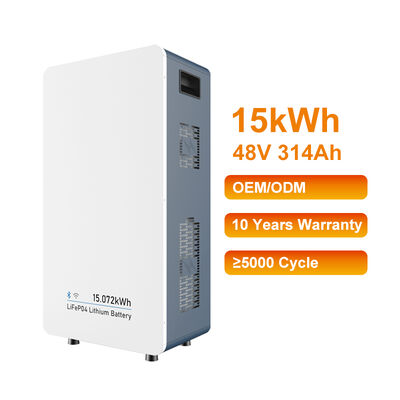 Pacco Batteria Litio LiFePO4 Sicuro e Durevole 48V 314Ah 15kWh Montato a Parete Tutto in Uno per Accumulo di Energia Domestica